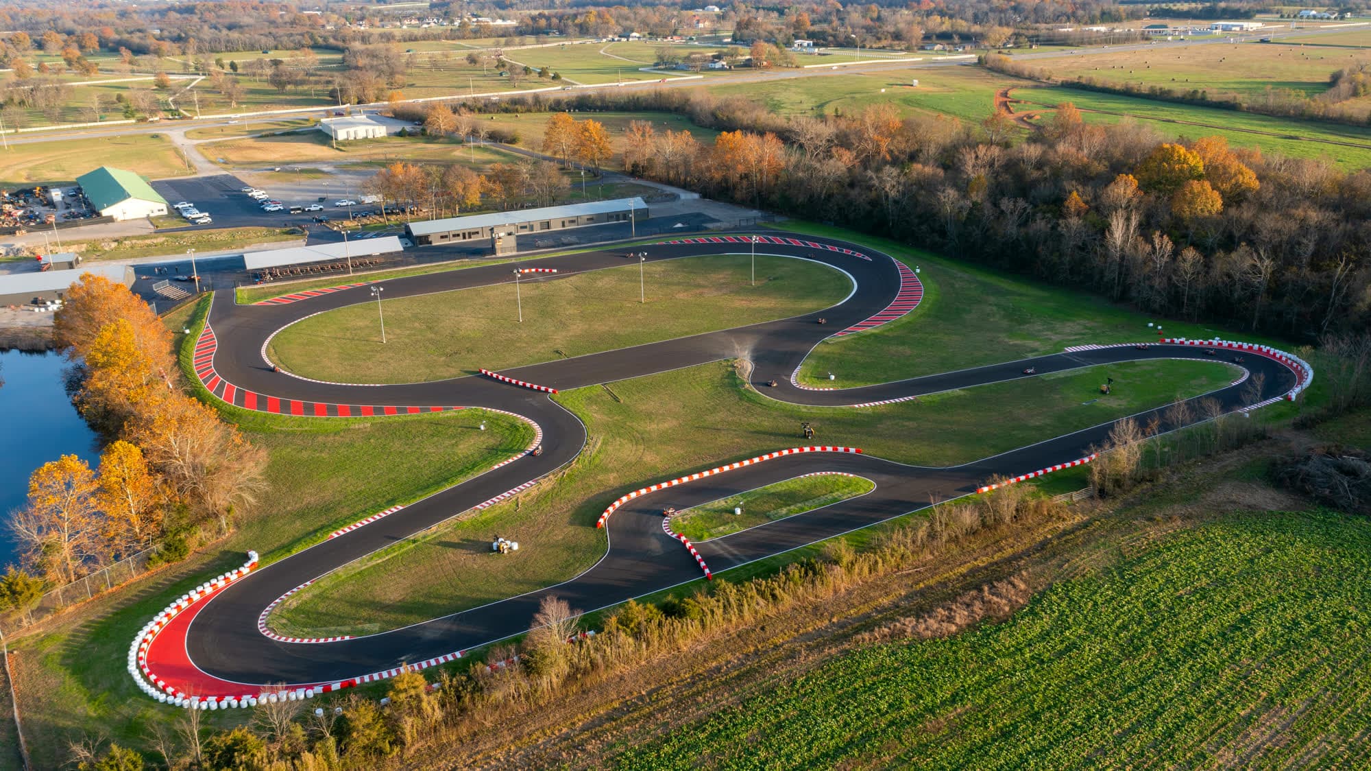 Aerial view of the Music City Kartplex circuit and paddock
