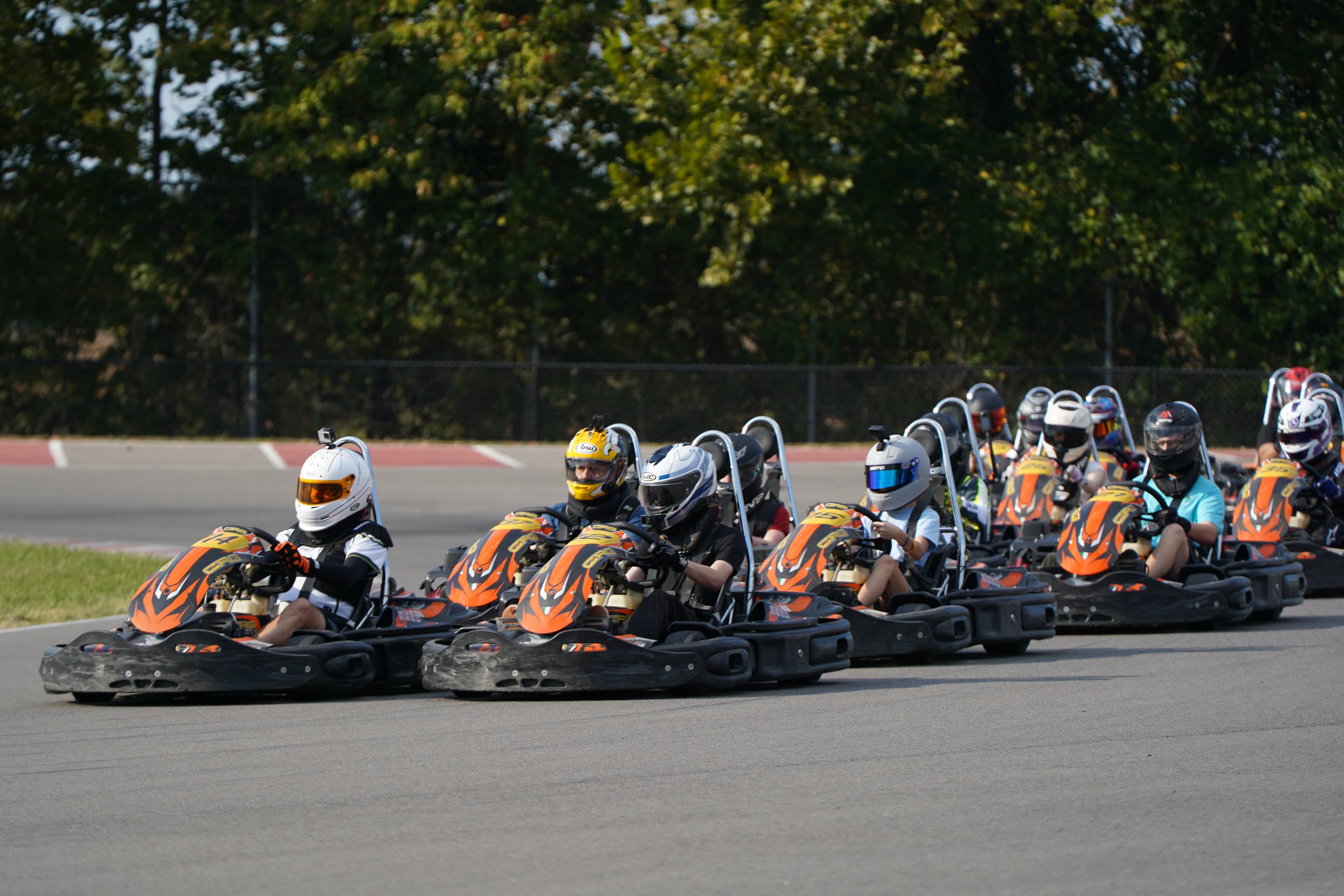 Wheel-to-wheel racing in a Rhythm and Race heat